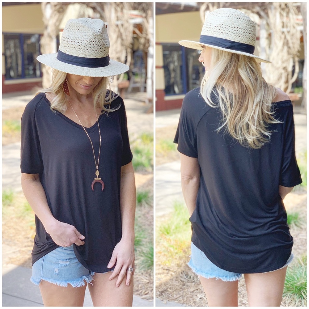 ✨LAST ONE✨Make Your Life Easy V-Neck Tee-Black - Picture 4 of 4